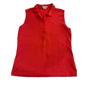 Lacoste Women's Sleeveless Polo Shirt Size 44 Salmon Color EUC
